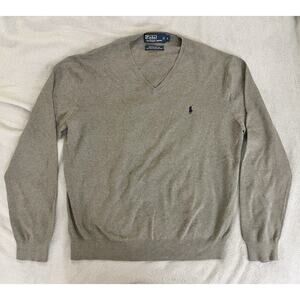 Polo Ralph Lauren Jumper Sweater Men Sz L Earth Tone Crew Neck 100% Pima Cotton